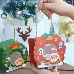 Caja cuadrada con frente circular navideña. Precio por unidad. - tienda online