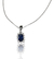 Pendant Zafiro Diamantes Con Cadena Oro Blanco 18 Kts. - comprar online