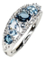 Anillo Tres Tonos De Blue Topaz 20 Diamantes Oro 18 Kts.
