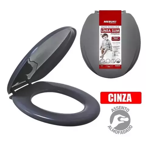 ASSENTO ALMOFADADO OVAL CINZA ESCURO