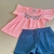 Conjunto Feminino Bebê Blusa Rosa com Flores short Azul | Pingo do i