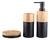 Kit Set Accesorios Baño 3 Piezas Bambu dispenser, porta cepillo, jabonera