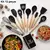 Kit 65046preto 12 Conjunto Utensílios Silicone Colher Preto 65046