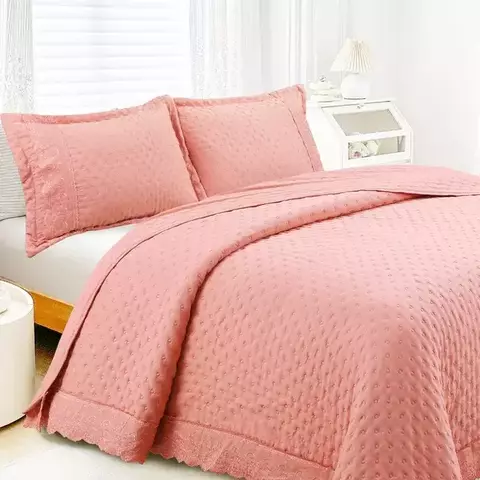 Kit Colcha/Cobre Leito Provence com 2 Porta Travesseiros Terracota - comprar online