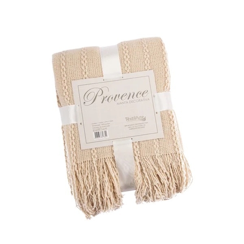 Manta Decorativa Provence Texturizada Palha