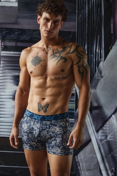 XY ART. 1403- BOXER DE ALGODÓN C/ELASTANO ESTAMPADO. PINZA CENTRAL