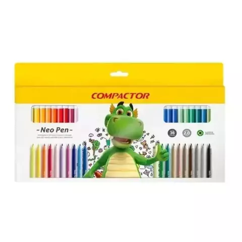 CANETA HIDROGRÁFICA NEO PEN GIGANTE 36 CORES COMPACTOR