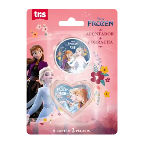 KIT APONTADOR COM DEPÓSITO + BORRACHA - CART C/2 PCS - FROZEN- TRIS