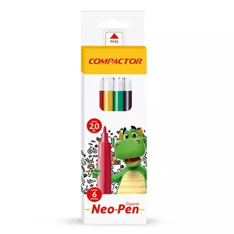 CANETA HIDROGRÁFICA C/6 CORES NEO-PEN GIGANTE – COMPACTOR