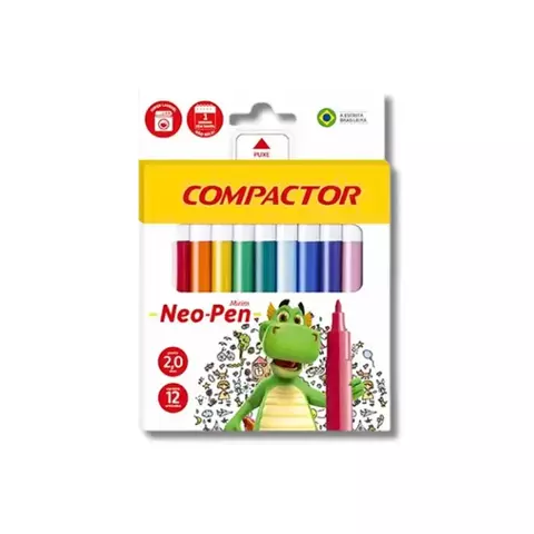 CANETINHA HIDROGRÁFICA 12 CORES COMPACTOR NEO PEN MIRIM