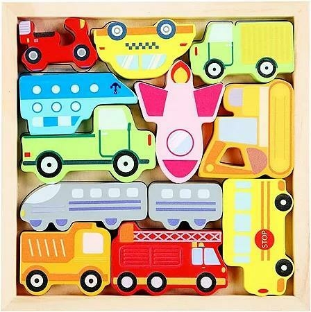 BRINQUEDO PEDAGÓGICO DE MADEIRA COLECIONE E ENCAIXE MEIOS DE TRANSPORTE TOY MIX