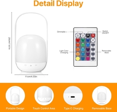 Imagen de Lámpara Velador Led Recargable Táctil Mesa Control Usb C