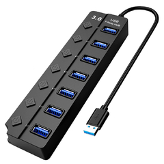 Hub de 7 puertos USB 3.0 con interruptores individuales y LED indicador. - LO DE PEDRO