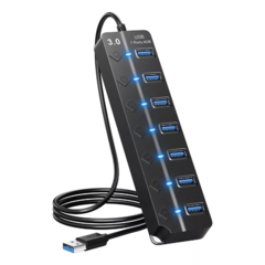 Hub de 7 puertos USB 3.0 con interruptores individuales y LED indicador. - LO DE PEDRO