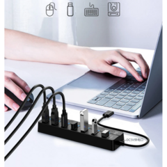 Hub de 7 puertos USB 3.0 con interruptores individuales y LED indicador. - tienda online