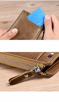 Carteira De Couro com Proteção RFID para Homens porta cartões com zipper - MAC PS