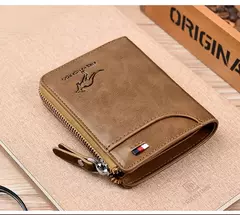 Carteira De Couro com Proteção RFID para Homens porta cartões com zipper - comprar online