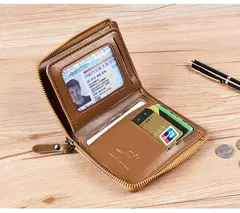 Carteira De Couro com Proteção RFID para Homens porta cartões com zipper - comprar online