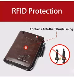 Carteira De Couro com Proteção RFID para Homens porta cartões com zipper na internet