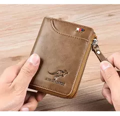 Carteira De Couro com Proteção RFID para Homens porta cartões com zipper na internet