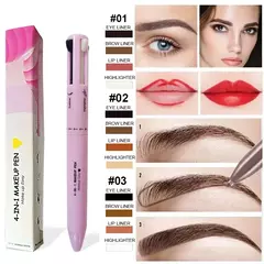 Caneta de maquiagem facial 4 em 1 para sobrancelha, lábios, olhos e rosto à prova d'água e suor de longa duração - comprar online