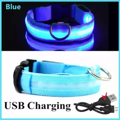 Coleira Luminosa USB Recarregável para Animais de Estimação, LED ajustável na internet