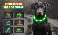 Coleira Luminosa USB Recarregável para Animais de Estimação, LED ajustável - loja online