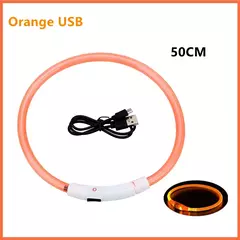 Coleira Luminosa USB Recarregável para Animais de Estimação, LED ajustável