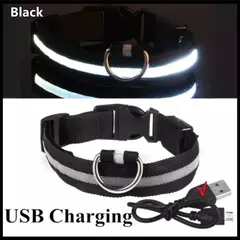 Coleira Luminosa USB Recarregável para Animais de Estimação, LED ajustável