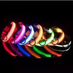 Coleira Luminosa USB Recarregável para Animais de Estimação, LED ajustável