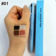 Caneta de maquiagem facial 4 em 1 para sobrancelha, lábios, olhos e rosto à prova d'água e suor de longa duração