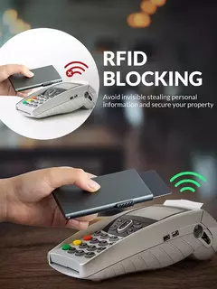 Carteira tecnológica metálica de cartões débito/crédito fina, minimalista com rfid, protetor de cartão - comprar online