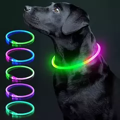 Coleira Luminosa USB Recarregável para Animais de Estimação, LED ajustável na internet