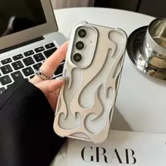 Capa 3D à prova de choque para Samsung Galaxy, fina, modelo chama - loja online