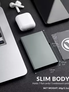 Carteira tecnológica metálica de cartões débito/crédito fina, minimalista com rfid, protetor de cartão na internet