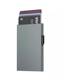 Carteira tecnológica metálica de cartões débito/crédito fina, minimalista com rfid, protetor de cartão - loja online