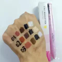 Caneta de maquiagem facial 4 em 1 para sobrancelha, lábios, olhos e rosto à prova d'água e suor de longa duração