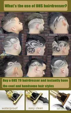 T9 barbeador e aparador de cabelo, elétrico sem fio, portátil