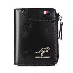 Imagem do Carteira De Couro com Proteção RFID para Homens porta cartões com zipper