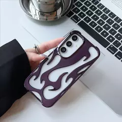 Capa 3D à prova de choque para Samsung Galaxy, fina, modelo chama - loja online