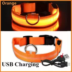 Coleira Luminosa USB Recarregável para Animais de Estimação, LED ajustável
