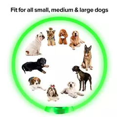 Coleira Luminosa USB Recarregável para Animais de Estimação, LED ajustável - MAC PS