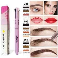 Caneta de maquiagem facial 4 em 1 para sobrancelha, lábios, olhos e rosto à prova d'água e suor de longa duração - comprar online