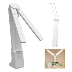 Lampara Escritorio Velador Recargable Doble Leds 3 Tonos-Blanco