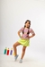 CONJUNTO SHORT SAIA VERDE E BLUSA LISTRADA COLORIDA - comprar online