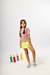 CONJUNTO SHORT SAIA VERDE E BLUSA LISTRADA COLORIDA na internet