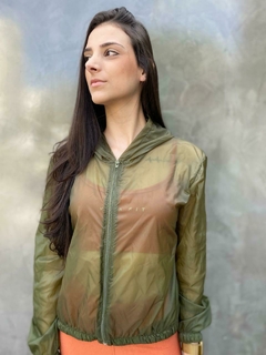 Jaqueta Corta Vento Feminina Transparente Repelente à Água