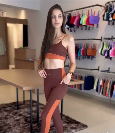 Legging Dual Color em Poliamida - Bolso Lateral