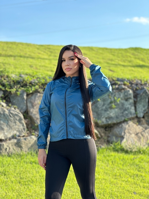 JAQUETA CORTA-VENTO BRILHANTE REPELENTE À ÁGUA