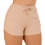 Short Feminino De Bege Canelada Marrom Curto Com Cintura Alta Ajustavél - comprar online